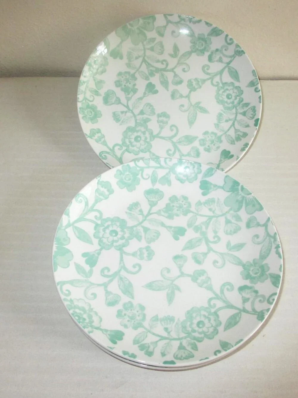 Godinger Dusty Floral Salad Claro Plates 4 x Set Mint Green 6.5